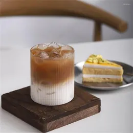 Bicchieri da vino Tazza in vetro resistente al calore da 300 ml Tazza da caffè con latte d'acqua verticale giapponese ghiacciata a strisce dritte Latte Americano