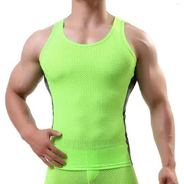 Fanilekler Seksi Erkekler Çanlak Tank Tops Vücut Geliştirme Mesh Gömlek Nefes Alabilir Kolsuz T-Shirts Homewear Erkekler Yelekler İnce Spor Fitness