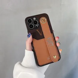 مصمم حالات الهاتف الجلدية الغلاف الخلفي المقاوم للصدمة في حالة هاتف Luxurys Wallet Aperior for iPhone 14 13 12 11 Pro Max X XS XSMax مع حزام