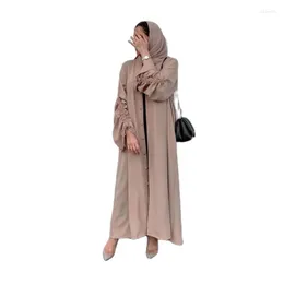 Ethnic Clothing 2023 Dubai Middle East Spliced Long Sleeve Cardigan Girl Women Robe Muslim Summer Maxi Dress Islamic Ramadan Abaya