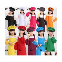 Aprons Kids Pocket Craft Cooking Baking Art Painting Kitchen Dining Bib Children Sleeve Chef Hats Drop Delivery Home Garden Textiles Dhee6