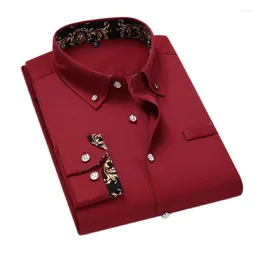 Camisas casuais masculinas parklees manguito impressão de vinho vermelha camisa masculina 2023 primavera slim fit manga longa top de moda de moda de moda smoket macho