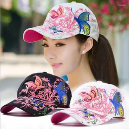 Ball Caps Women Butterflies Flower Embroidery Girl Sun Hats Casual Snapback Baseball Cap Winter Autumn