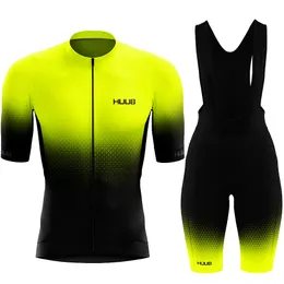 Cykeltröja sätter Huub Cycling Jersey Set Short Sleeve for Men's Anti-UV Bike Cycling Jersey Set Bicycle Pro Team Summer Cycling Clothing 230114