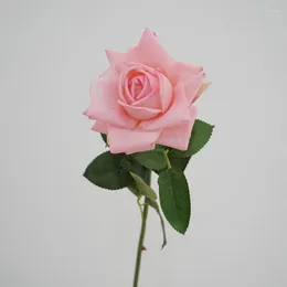 Dekorativa blommor 5st verklig touch latex simulering rosblommor arrangemang gren hem tabell pografiska rekvisita dekor falska flores