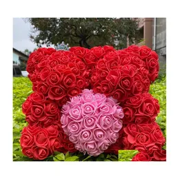 Decorative Flowers Wreaths Artificial Rose Bear Mticolor Plastic Foam Teddy Girlfriend Valentines Day Gift Birthday Party Drop Del Dhram