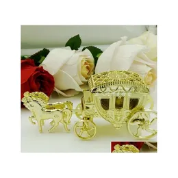 Andra festliga festleveranser 100st Cinderella Carriage Wedding Favor Boxes Candy Box Casamento Favors and Gifts Event Drop Delive DHX98