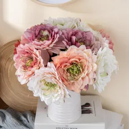 Decorative Flowers Simulation Flower Single Head Dahlia Home Decoration Wedding Bouquet Rose Wall Fake