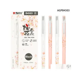 Gel Pens M G 0.5Mm Black Pen Fl Needle Tip Signing Student Stationary Office Teaching Supplies Pink Cherry Blossom Pattern Drop Deli Dhekt