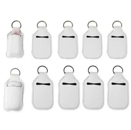 Sublimazione Blanks Ricaricabile Neoprene Hand Sanitizer Holder Cover Supporti Chapstick con portachiavi per 30ML Flip Cap Contenitori Bottiglia da viaggio FY4285 ss0114