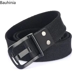 Belts 2023 Fashion High Quality Canvas Belt Men's 120x3.8cm Casual Lightweight Durable Alloy Button Pin Buckle