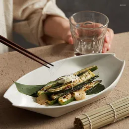 Plates Creative Boat Shape Dinner Advanced Restaurant El Feature Tableware Solid Color Personality Dessert Sushi Plate Tray
