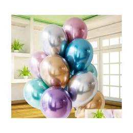 Festdekoration 50 st/parti 12 tum glansig metallpärla latex ballonger tjocka krom metalliska färger uppblåsbara luftbollar globos födda dhrjd