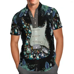 القمصان غير الرسمية للرجال قميص الغيتار الصخري 3D هاواي الرجال الصيف الهيب هوب الأزياء القصيرة القميص كبير الحجم homme camisa masculina-88
