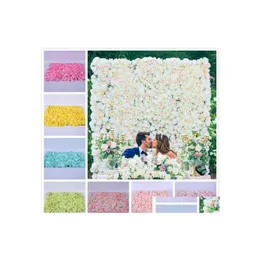 Dekoracje ogrodowe 60x40cm jedwabna ściana kwiatowa sztuczna suszona tła dekoracja przyjęcia weselnego