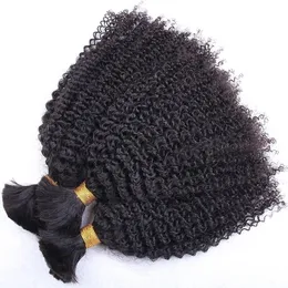 Bułki włosowe Afro Kinky Curly Human Hair Bulk for Braiding Mongolian Human Hair Extenles No Weft Naturalny czarny dla kobiet 230210