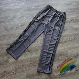 Men's Pants Gray Embroidery Butterfly Needles Sweatpants Men Women 1:1 Quality Webbing Striped AWGE Track Trousers