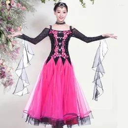 Сценя Wear Women Ballroom Dance Sware Dress Lady с длинным рукавом современный танго вальс Waltz Стандартное платье стиль стиль