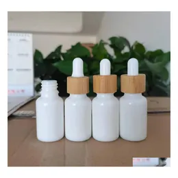 Packing Bottles 15Ml 30Ml 50Ml Opal White Glass Bottle With Bamboo Dropper 1Oz Essential Oil 300 Up Drop Delivery Office School Busi Dhbov