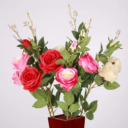 Fiori decorativi lunghi rami di rose artificiali finte, fiori di seta occidentali per San Valentino, matrimoni, feste di compleanno, decorazioni natalizie