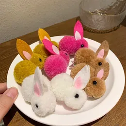 New Hair Clips Plush Animal Rabbit Ribbon Barrettes Hairs Rope Cute Rabbits Style Hairpins Hair Accessories For Kid Girls Party 1342