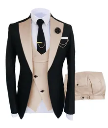 Mäns kostymer blazers passar herr 3 -stycken passande kostym homme sjal lapel blazer smoking bröllop blazervestpants 230113