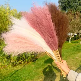 Decorative Flowers 70/110cm Bulrush Pampas Grass Flower Artificial Plants Branch Phragmites Fake Wedding Party Home Decoration