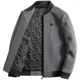 メンズジャケット2023ブランド冬のウールジャケットメン厚いスリムフィットの男性ファッションウールブレンドコートアウター秋のスマートカジュアル野球
