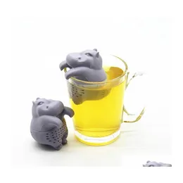 Kahve Çay Araçları Hippo Şeklinde Infuser Sile Yeniden Kullanılabilir Süzgeç Bitki Filtresi Boş Torbalar Gevşek Yaprak Difüzör Aksesuarları Dalgalanma Teslimat Dheng