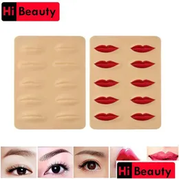 لوازم الوشم الأخرى 10pcs/Lot 3D Sile President Makeup Practice Phade False Skin Lips for Microblading Ma Zn