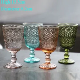 Wholesale! 270ml European style embossed stained glass wine lamp thick goblets 7 Colors Wedding decoration & gifts A0059