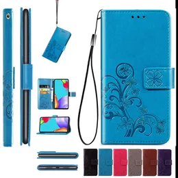Hüllen Brieftasche Handyhüllen für Samsung Galaxy S6 S7 S8 S9 S10 S20 S6/S7Edge S8/S9/S10/S20PLUS S10E S20ULTRA Lucky Four Leaf Pattern mit H