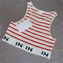 Women's Tanks knits Black red Stripe Fashion ce letter Sexy Crop Top Slim Tops Sleeveless Workout Vest Ladies Designer Tank