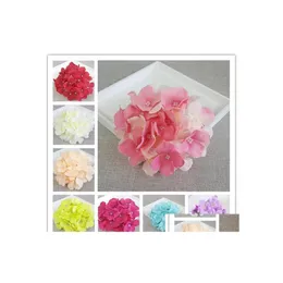 Decorative Flowers Wreaths 18Cm/7.1 Artificial Hydrangea Silk Flower Head For Wedding Wall Arch Diy Hair Home Decoration Accessory Dhakp