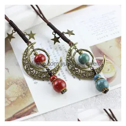 Подвесные ожерелья с длинным ожерельем женщин этнический панк -стиль модные украшения бого бого бого -хеман