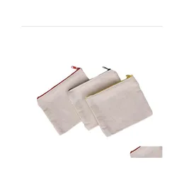 Bolsas de armazenamento sublima￧￣o em branco Cosm￩tico Casos de l￡pis de z￭per personalizados Canvas Mulheres bolsas de moda de maquiagem Droga Drop Home Gar Dhg6n