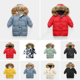 2024 Winter Kids Down Coat Jacket Boy Girl Baby Ytterkl￤der Varma Greatcoat Jackets Hooded Sportswear Outdoor Classic Wrap 5 Colors 100-160 Designe