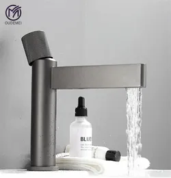 Badrumsvaskkranar Krigare Mässing Gray Mixer Tap Vanity and Cold Water Waterfall