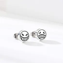 Kolczyki stadniskie Posta Portgas D Ace Happy Inchappy Face Anime Titanium Steel Cosplay Props Akcesoria biżuterii Hurtowe