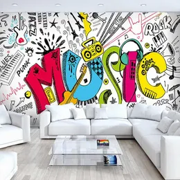 Tapety nowoczesne kreatywne muzyka motyw po tapeta 3d graffiti mural salon ktv dla dzieci sypialnia tła