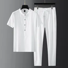 Ubranie do joggingu 2023 Letnie cienkie zestawy mężczyzn (spodnie z koszulki) Luksusowy stojak z krótkim rękawem męska moda szczupła fit sport