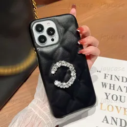 Designer Phone Cases Mode Grille En Cuir Shell Phonecase De Luxe Diamant Lettres C Couverture De Cas Pour IPhone 14 Pro Max Plus 13 12 11 2023 Nouveau