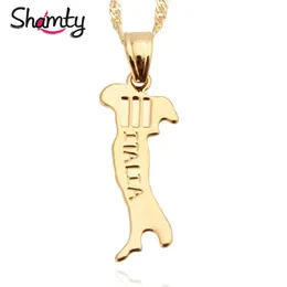 Pendant Necklaces Shamty Italia Map Pendants Necklace Pure Gold Color Unisex 50cm Chain Jewelry Italians Gift Items