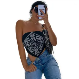 Bustiers & Corsets Summer Perris Pattern Printed Sexy Breast Wrap Tops 2023 Women Fashion Casual Streetwear