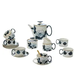 Tazze Piattini Fiore giapponese Caffè Ciondolo in ceramica Vassoi riutilizzabili Tazza da tè Piattino Moda Confezione regalo Cappuccino Copo De Cafe Bicchieri OE50BD