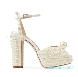 2023 Dress Shoe Sacora Pumps Pumps Wedding White Pearl puste słowa klamra sandały z pudełkiem