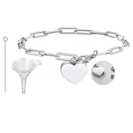 Bracelets de link Chain Chain Heart Charm Urna para mulheres Aço inoxidável Retângulo Clemation Cremation Jóias de lembrança de presente