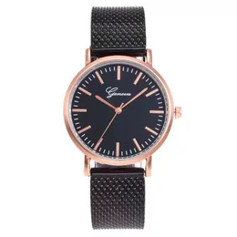 Hbp damskie zegarki mody kwarcowe zegarek metalowy pasek czarny przystojny zegarek