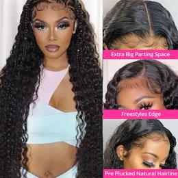 NXY LACE Wigs Curly 13x6 13x4 Front Hume Hair Wig Deep Wave 28 30 tum 360 Front för svarta kvinnor Vatten Remy 230106