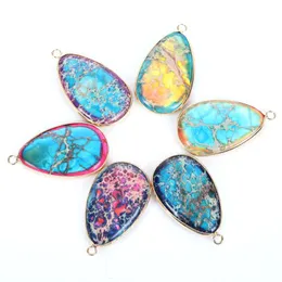 Pendant Necklaces 23x41mm Natural Stone Pendants Sea Sediment Jaspers Charms Jewelry Making DIY BraceletsPendant